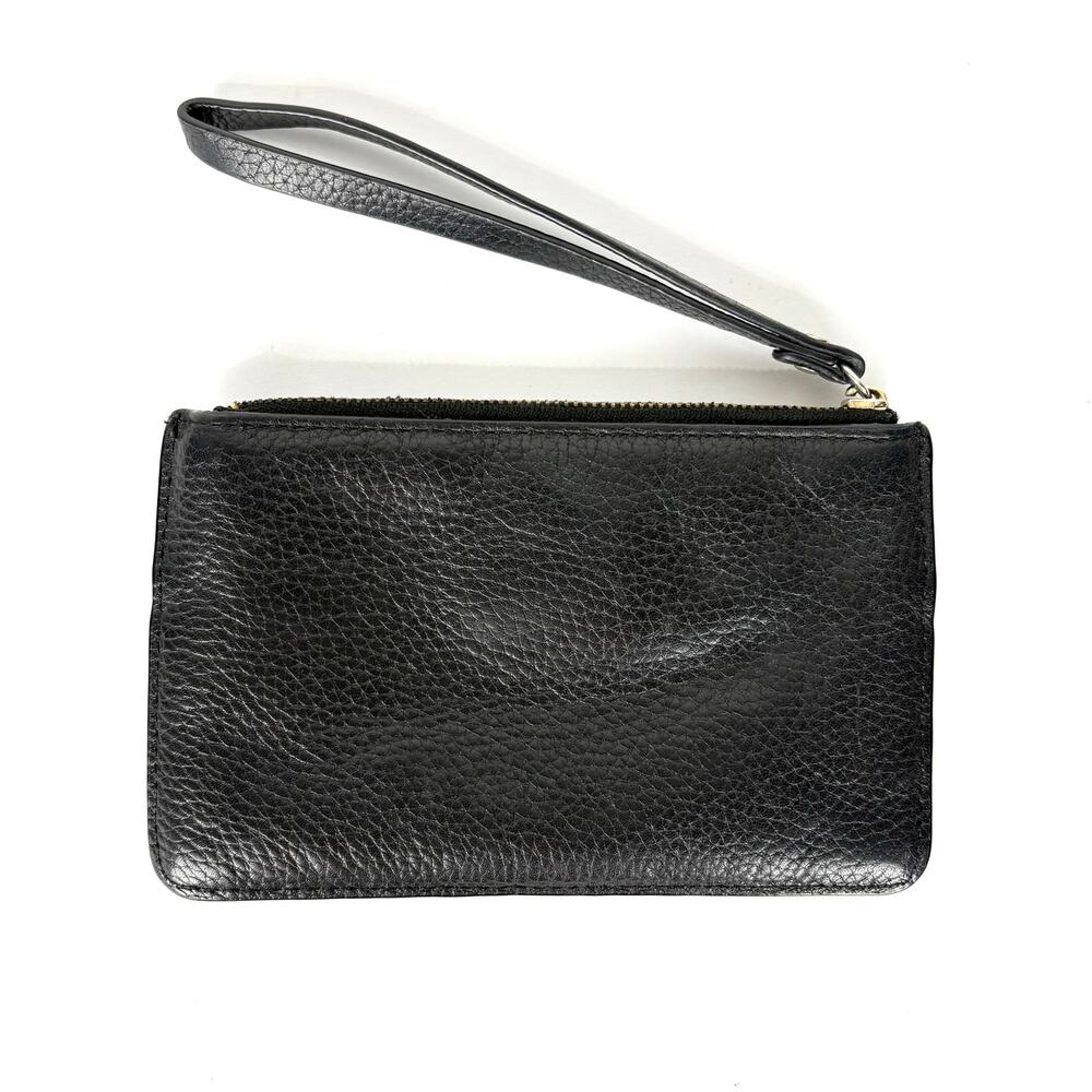 Kate Spade New York Highland Place Bee Wristlet Black Pebbled Leather Gold Zip - Picture 2 of 13